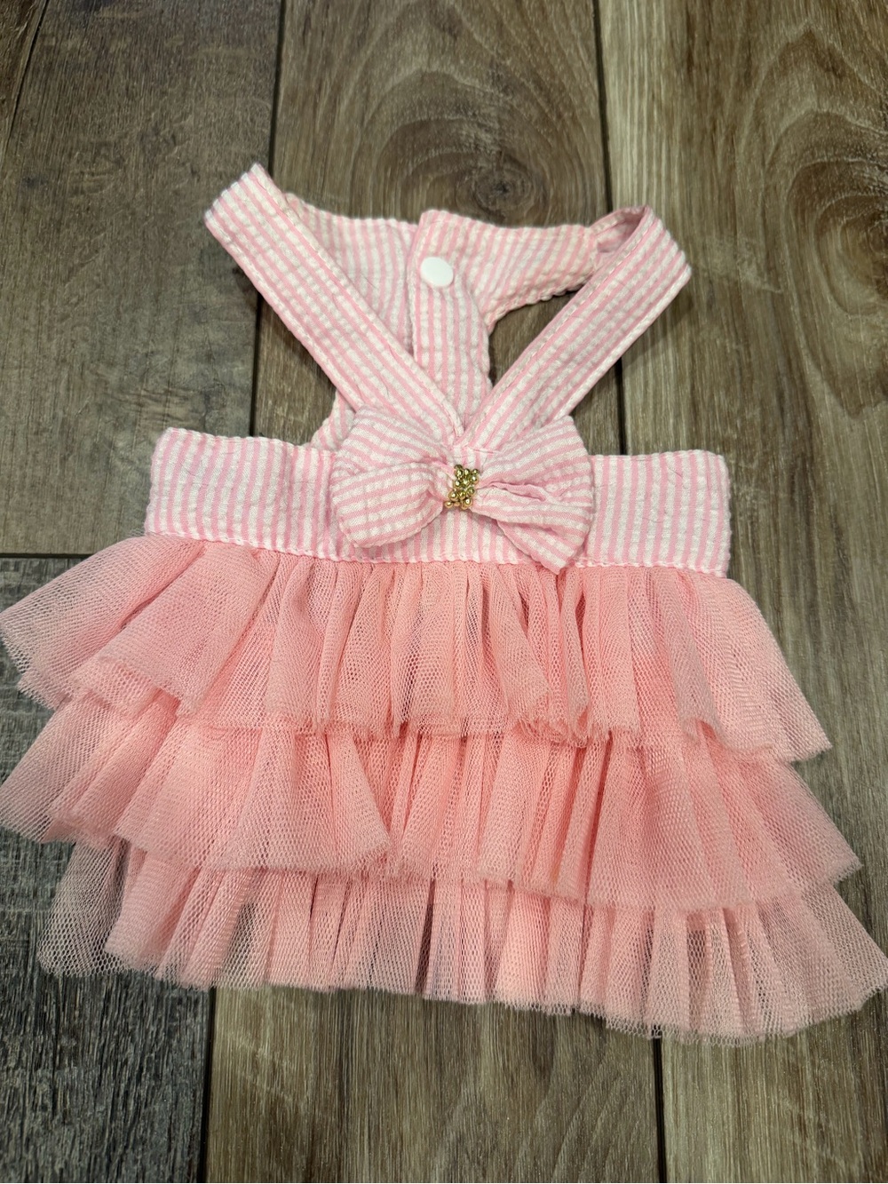 Boutique Pink Tulle Ruffle Pet Dress with Bow - Picture 7 of 11